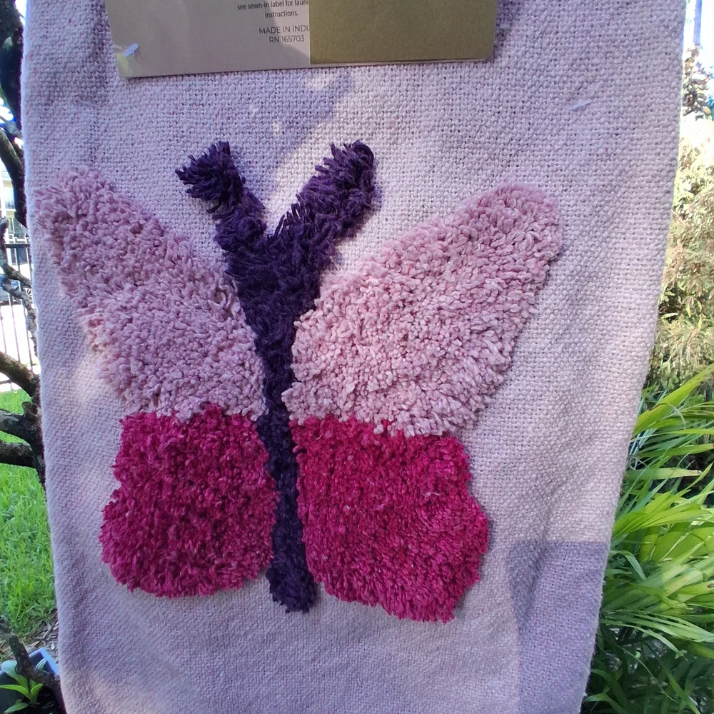 🔥NWT BOHO Butterfly TUFTED THROW with Tassels COTTON 50" X 60" - Picture 2 of 9